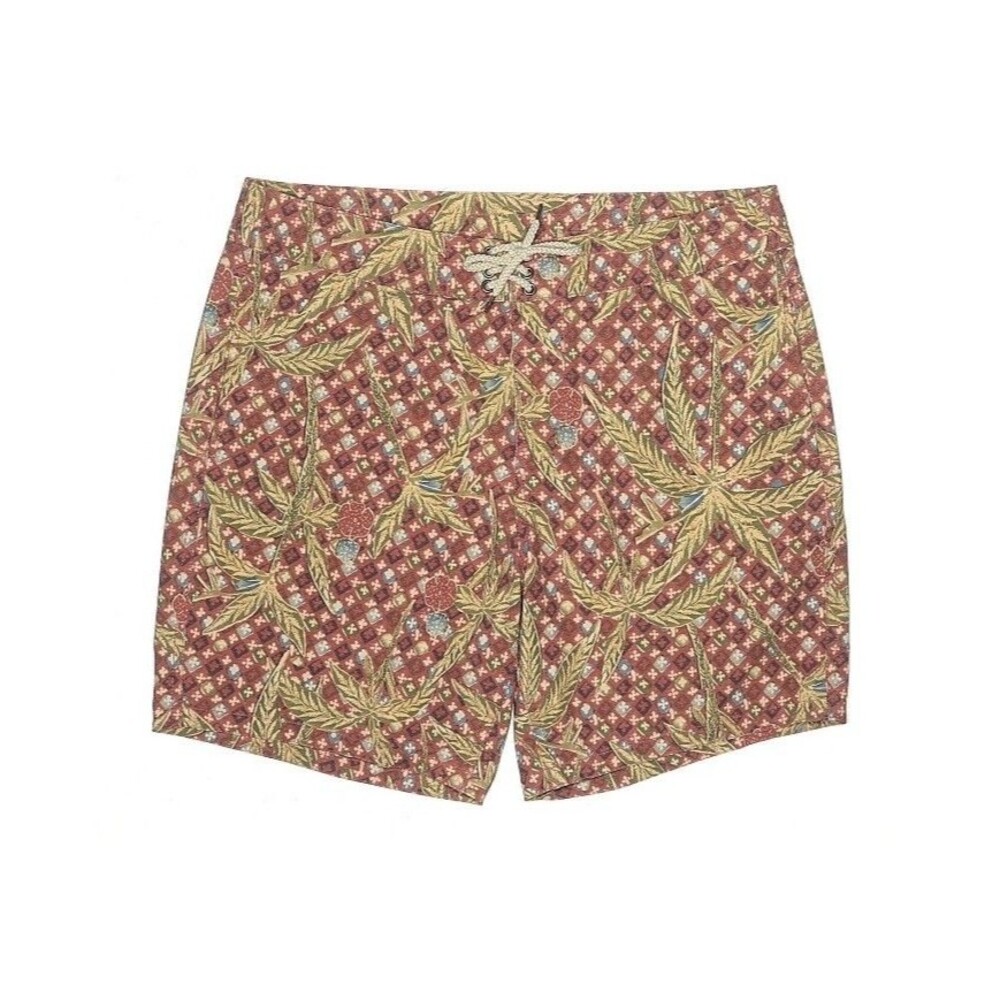 Faherty Classic Board Shorts 7”- Red Palm Batik MSRP $98- Size 34